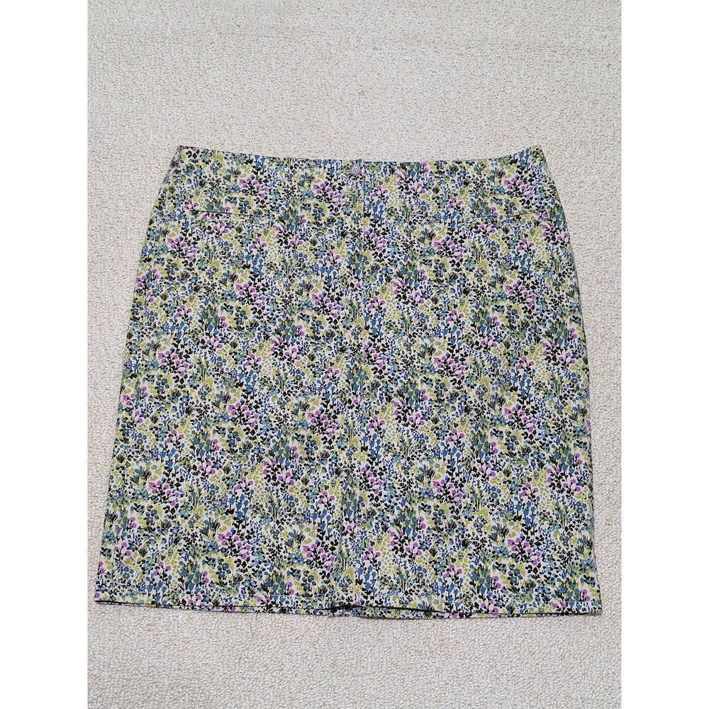 J.Jill Womens Multicolor Live In Chino Floral Straight Pencil Mini Skirt Size 12